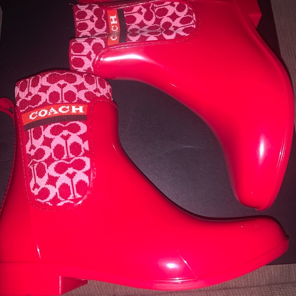 Coach Red Rivington Rubber Rainboots - Picture 5 of 7